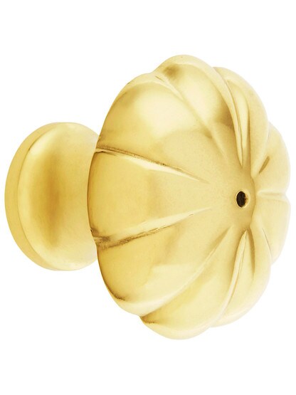 Melon Style Cabinet Knob - 1 1/4 inch Diameter in Polished Brass.